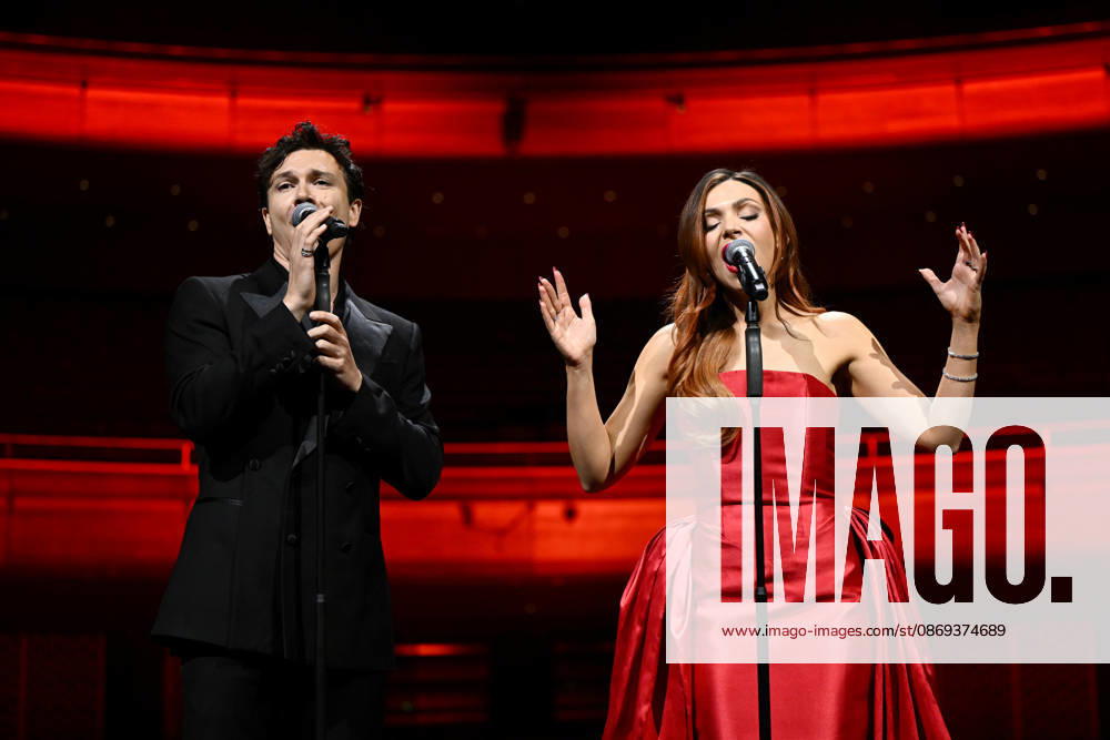 MOULIN ROUGE PREVIEW, Nigel Huckle (left), in the role of Christian, and Erin Clare, in the role of Satine, perform during the Moulin Rouge! The Musical cast reveal at the Sydney Lyric Theatre, Sydney Wednesday, October 14, 2026. ( NO ARCHIVING SYDNEY NEW SOUTH WALES Australia