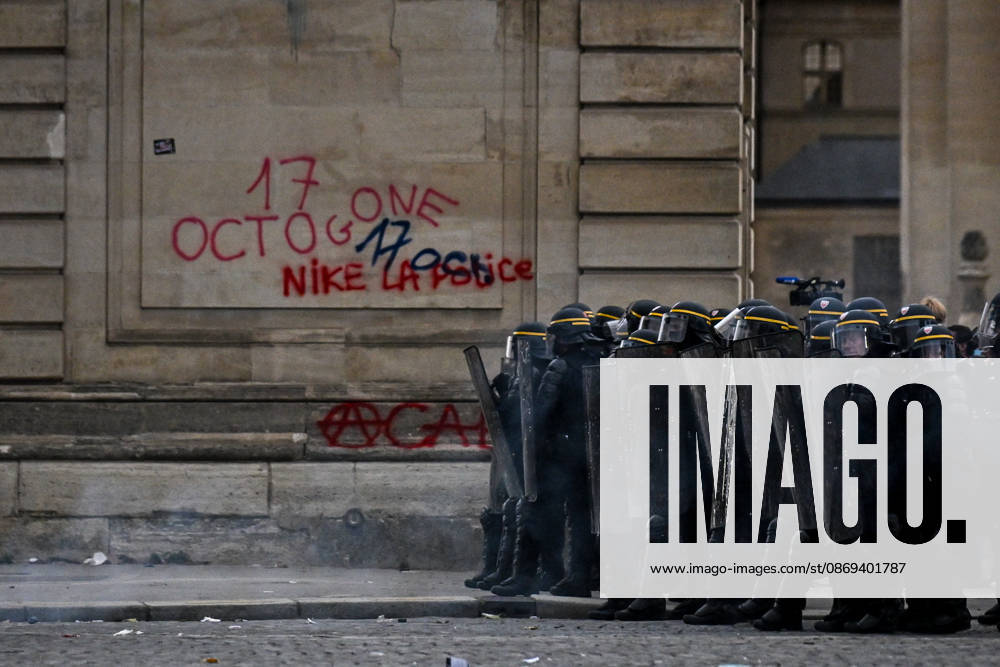 Upcoming calls to protest on October 17th tagging at Place Vauban in Paris on October 13, 2026. - 13 10 2026 - France Ile-de-France (region) Paris - JulienxMattiax Pictorium LePictorium_0343237