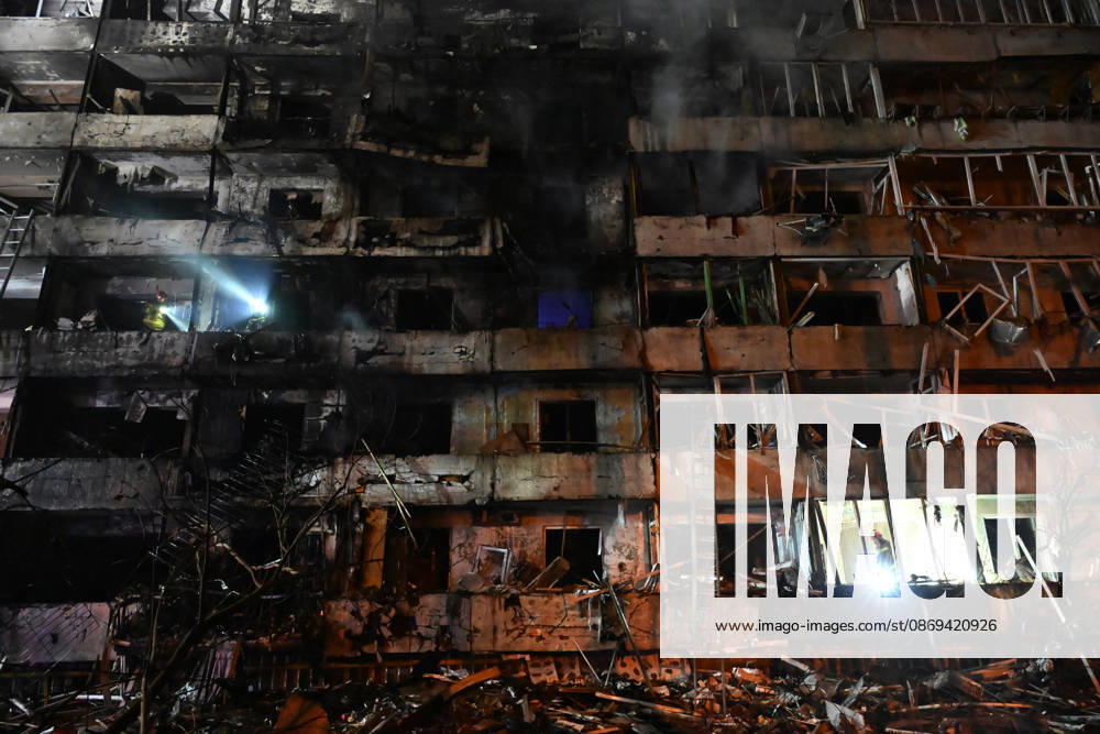 Ballistic missile strikes next to nine-story residential building in Desnianskyi district of Kyiv The aftermath of a Russian missile strike on a nine-story residential building is seen in Kyiv’s Desnianskyi district, Ukraine, on October 14, 2026. Russia launched a massive ballistic missile attack on the capital. Three women were killed and 19 people were injured in the Desnianskyi district, including a seven-year-old girl. Apartments on the first through eighth floors of the building were also damage, Credit:Oleksandr Klymenko Ukrinform Avalon Ukraine, Kyiv