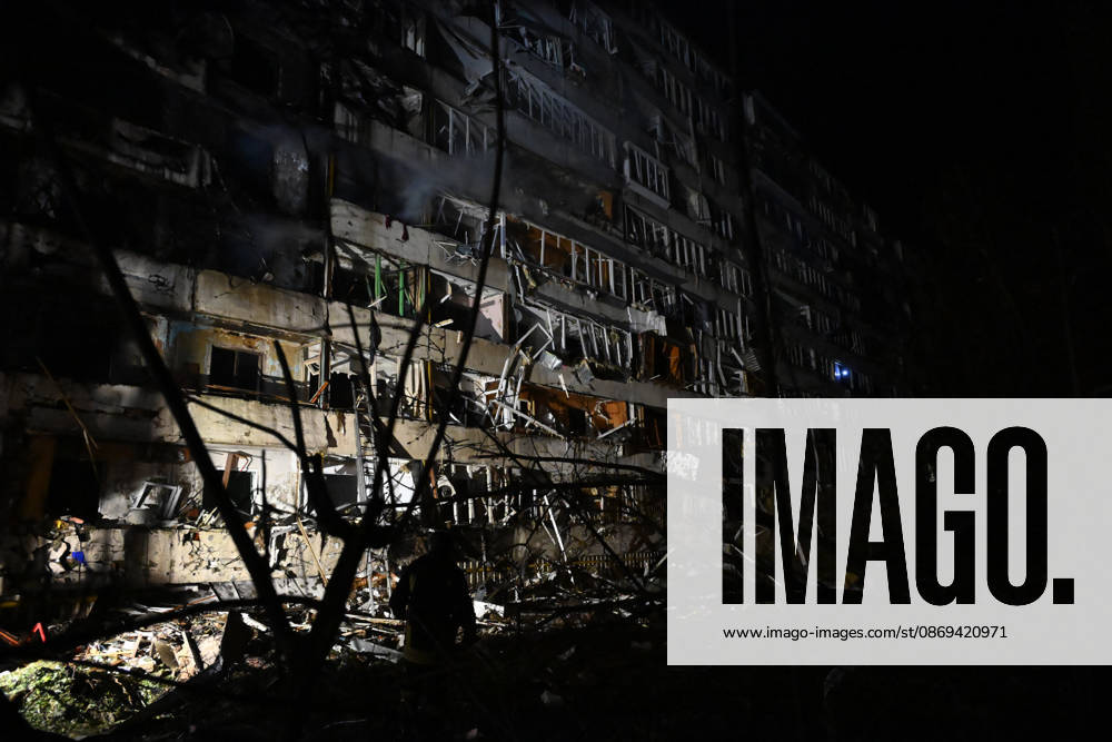 Ballistic missile strikes next to nine-story residential building in Desnianskyi district of Kyiv A nine-story residential building damaged in a Russian missile strike is seen in Kyiv’s Desnianskyi district, Ukraine, on October 14, 2026. Russia launched a massive ballistic missile attack on the capital. Three women were killed and 19 people were injured in the Desnianskyi district, including a seven-year-old girl. Apartments on the first through eighth floors of the building were also damaged, Credit:Oleksandr Klymenko Ukrinform Avalon Ukraine, Kyiv