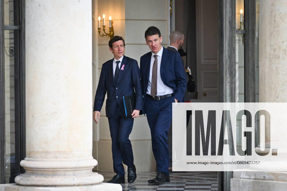 Weekly Cabinet Meeting at the Elysee Palace French Minister of Education Edouard Geffray and French Minister of Higher Education, Research and Space Philippe Baptiste leaves after the weekly cabinet meeting (Conseil des ministres) at the Elysee Palace in Paris, France, on October 14, 2026. Photo by Tomas Stevens ABACAPRESS.COM Paris France