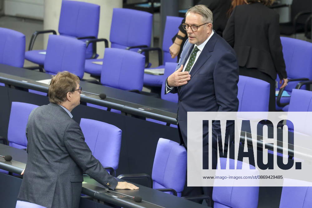 Ralf Stegner and Alexander Schweitzer at the session of the German Bundestag on October 14, 2026, in Berlin; Chancellor Merz delivering the government’s policy statement to the German Bundestag