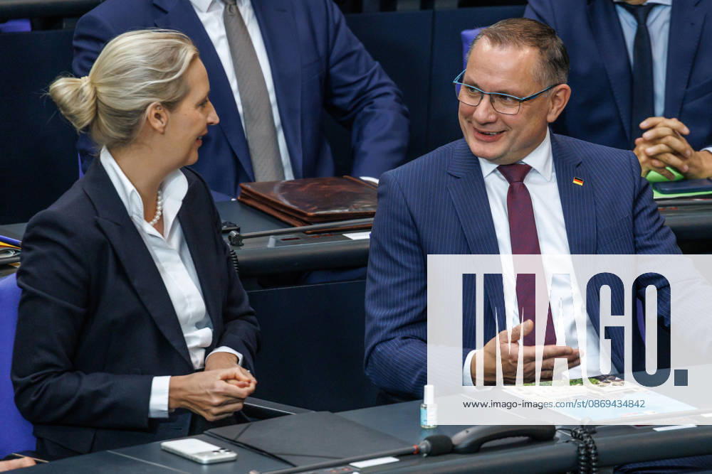 Bundestag: Alice Weidel and Tino Chrupalla of the AfD in the German Bundestag on October 14, 2026, in Berlin, Berlin, Berlin, Germany, Bundestag