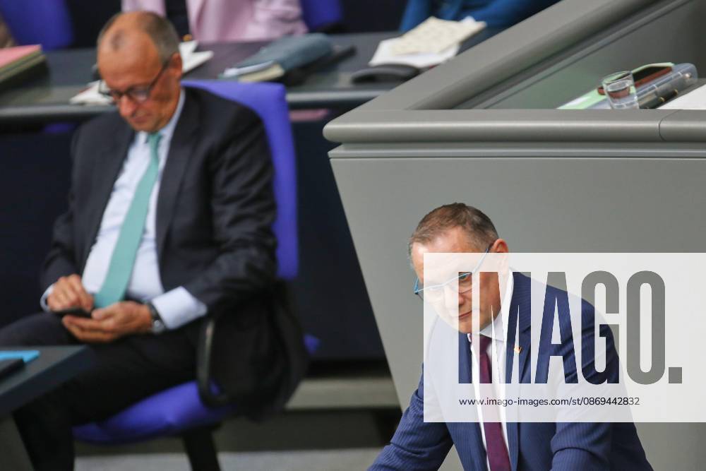 German Bundestag 101st Session of the Bundestag Chancellor Friedrich Merz (CDU) and Tino Chrupalla (AfD)