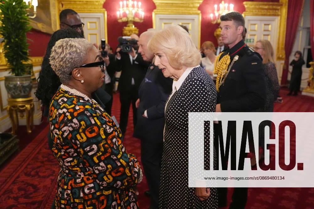 Commonwealth Diaspora reception Queen Camilla speaking to Lyndia Bowers, President of Antigua and Barbuda National Association, during a reception at St. James s Palace in London, to celebrate the Commonwealth Diaspora, ahead of the Commonwealth Heads of Government Meeting in Antigua and Barbuda. Picture date: Wednesday October 14, 2026., Credit:Jonathan Brady PA ROTA - B68 Avalon UK, London