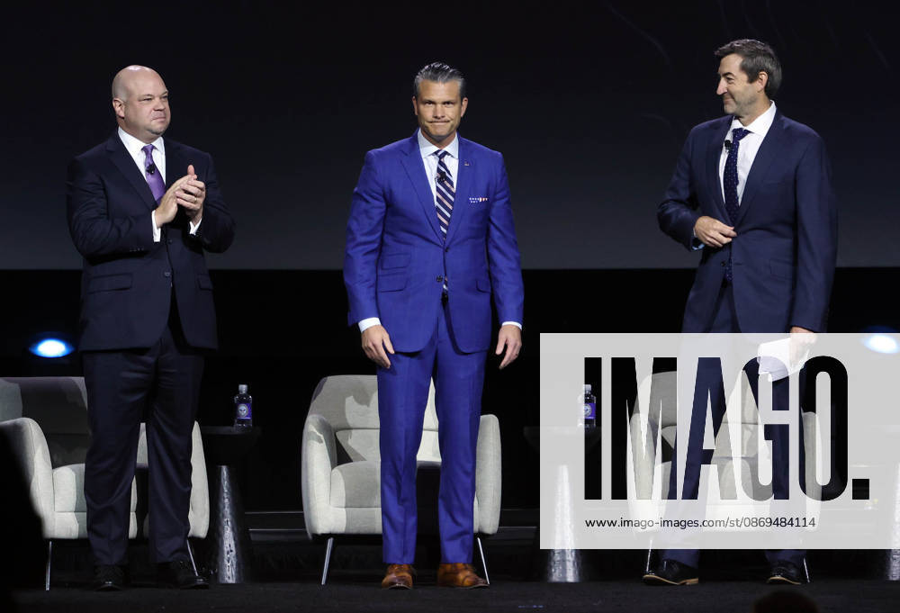 (L-R) Acting US Secretary of the Army Adam Telle, US Secretary of Defence Pete Hegseth, CEO of Project Agincourt, Owen West, participate in a panel discussion during the U.S. Army s 2026 Annual Meeting and Exposition, AUSA at the Walter E. Washington Convention Center in Washington, DC, USA, on October 14, 2026. Secretary Hegseth participated in a discussion on the future of autonomous warfare. Washington USA - ZUMAs337 20261014_znp_s337_018