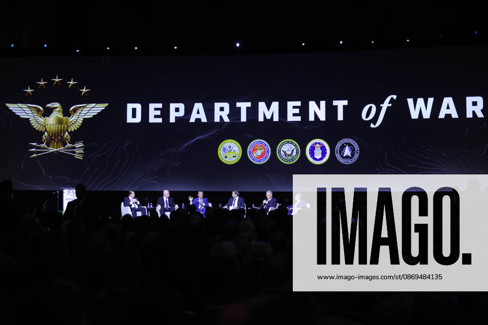 (L-R) US Assistant Secretary of Defence for Special Operations and Low-Intensity Conflict Derrick Anderson, Acting US Secretary of the Army Adam Telle, US Secretary of Defence Pete Hegseth, CEO of Project Agincourt, Owen West, US Secretary of the Air Force Troy Meink, and Acting US Secretary of the Navy Hung Cao, participate in a panel discussion during the U.S. Army s 2026 Annual Meeting and Exposition, AUSA at the Walter E. Washington Convention Center in Washington, DC, USA, on October 14, 2026. Secretary Hegseth participated in a discussion on the future of autonomous warfare. Washington USA - ZUMAs337 20261014_znp_s337_027