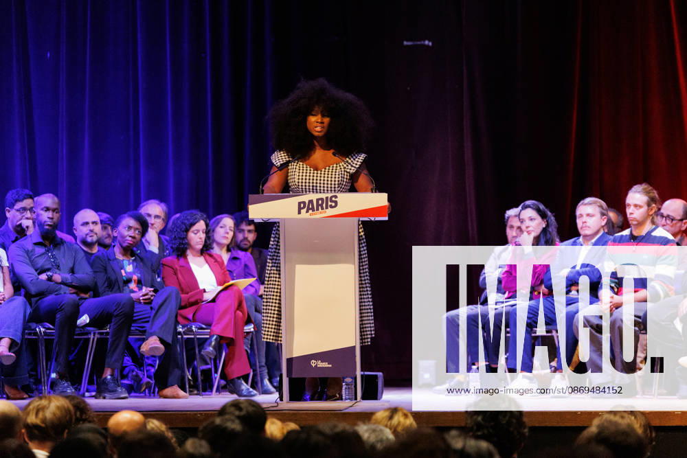 This Wednesday, October 14th, at 7:00 PM, La France Insoumise organized a large public meeting at the Salle Olympe de Gouges in support of Jean-Luc Mo lenchon s presidential candidacy. Louis Boyard, Manon Aubry, Assa Traoro , Sophia Chikirou, Danio¨le Obono, and Sarah Legrain participated. - ZUMAs287 20261014_zip_s287_011