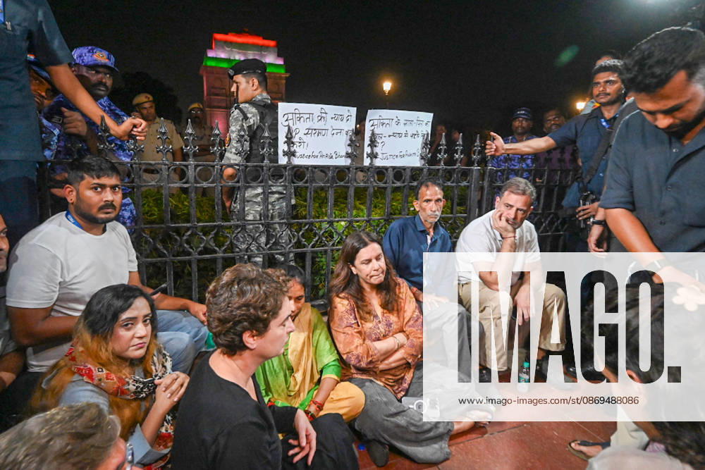 Leader of the Opposition in the Lok Sabha Rahul Gandhi and Congress MP Priyanka Gandhi Vadra stage a sit-in demonstration alongside the family of Ankita Bhandari at India Gate on October 14, 2026 in New Delhi, India. Joined by party MPs and civil society activists, the Congress leaders expressed solidarity with the victim s parents, who organized the public vigil to demand a comprehensive central agency probe and an immediate halt to former BJP leader Dushyant Kumar Gautam s appointment as the Governor of Sikkim. (Photo by Arvind Yadav Hindustan Times) LoP Rahul Gandhi, MPs Join Family of Ankita Bhandari During Sit-in Demonstration At India Gate Against Appointment Of BJP Leader Dushyant Kumar Gautam As Govern