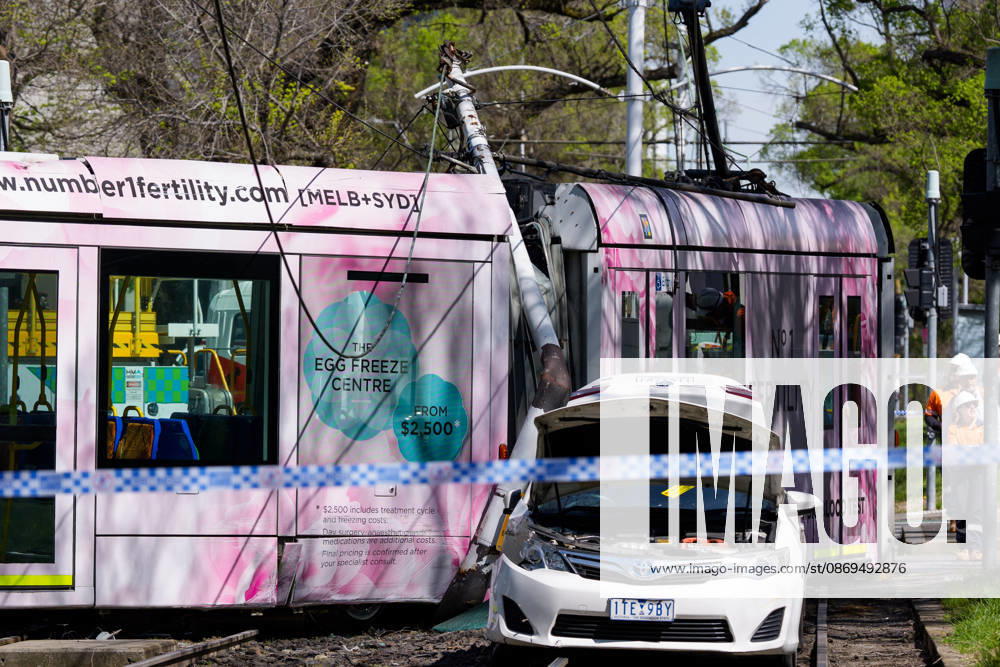 A tram is derailed after a collision with a car during the morning peak hour on Victoria Parade in Melbourne, Australia. No Passengers were hurt but services have been disrupted. Melbourne Australia - ZUMAl303 20261015_aaf_l303_001