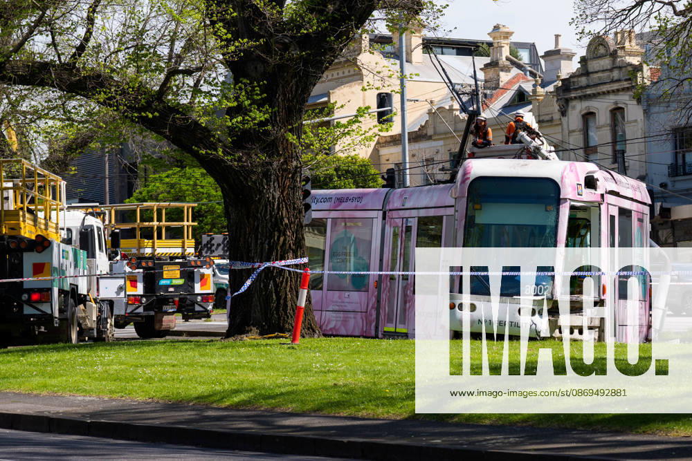 A tram is derailed after a collision with a car during the morning peak hour on Victoria Parade in Melbourne, Australia. No Passengers were hurt but services have been disrupted. Melbourne Australia - ZUMAl303 20261015_aaf_l303_002