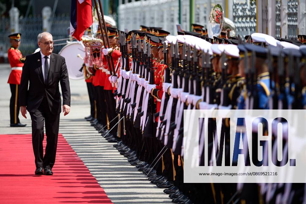 Swiss President Guy Parmelin Arrives in Thailand for Official Visit BANGKOK, THAILAND - OCTOBER 15, 2026: Swiss President Guy Parmelin inspects an honour guard at Government House in Bangkok during Parmelins official visit to Thailand as a guest of the government. Bangkok