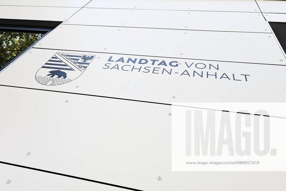 Magdeburg, Saxony-Anhalt, Germany, October 14, 2026; State Parliament of Saxony-Anhalt sign on the building