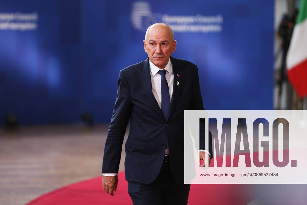 Brussels, Belgium, October 15, 2026, Europa Building, EU Summit: Janez Jansa, Prime Minister of Slovenia, arrives