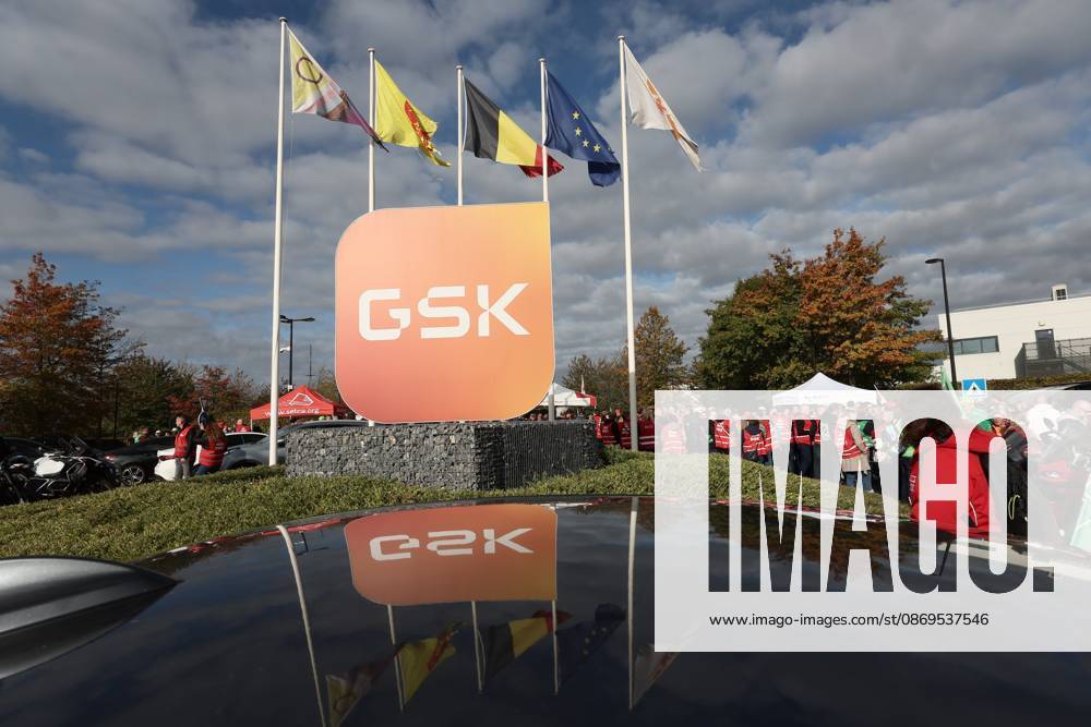 Workers gather for a protest action, blocking the entrance of the GSK vaccine manufacturer in Wavre on Thursday 15 October 2026, which announced it cut up the 1200 jobs yesterday. The British pharmaceutical company GSK is one of the major employers in Wallonia, with sites in Wavre and Rixensart in Walloon Brabant, and Gembloux in Namur. 8,500 people work across the three sites. Among other things, the company produces vaccines there. JUANxGODBILLE 189879867