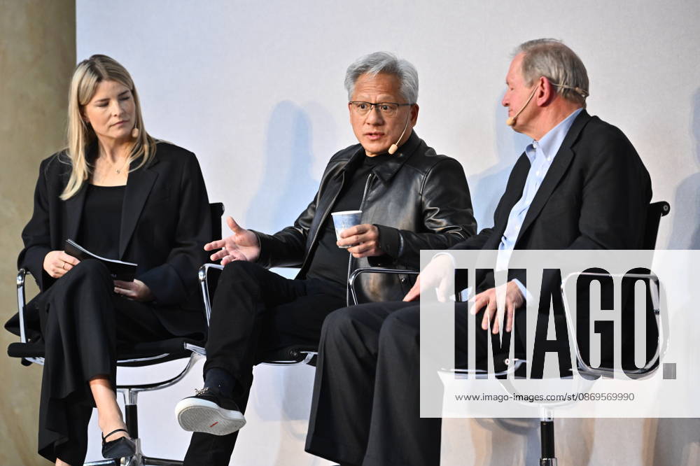 STOCKHOLM, SWEDEN 20261015 Jenny Nordlöw, CEO of Sferical AI, Jensen Huang, CEO of Nvidia, and Marcus Wallenberg during the Sferical One event organized by Nvidia at Eric Ericsonhallen on Thursday, STOCKHOLM, SWEDEN
