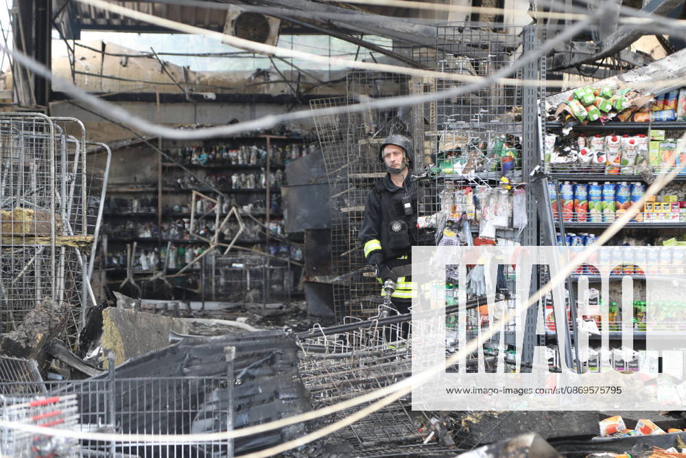Supermarket destroyed in Russian attack in Ukraine s Odesa region MAIAKY, UKRAINE - OCTOBER 15 : Firefighters work at the site of a daytime attack that completely destroyed a supermarket in Maiaky, Odesa region, Ukraine on October 15, 2026. Three people were injured in the attack. Arthur Shvits Anadolu Maiaky Ukraine. Editorial use only. Please get in touch for any other usage.