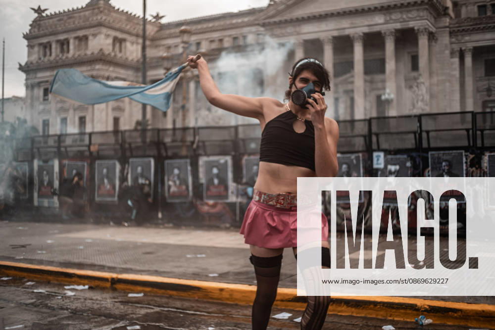Police forces deploy tear gas, water cannon trucks and rubber bullets against demonstrators during the Fifth Federal University March near Congress, as protesters demand the implementation of the University Funding Law and oppose President Javier Mileis austerity policies. The protest takes place amid the governments broader deregulation agenda, including Decree 70 2023 Buenos Aires Argentina - ZUMAf175 20261015_zip_f175_011