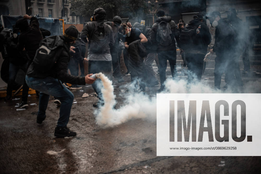 Police forces deploy tear gas, water cannon trucks and rubber bullets against demonstrators during the Fifth Federal University March near Congress, as protesters demand the implementation of the University Funding Law and oppose President Javier Mileis austerity policies. The protest takes place amid the governments broader deregulation agenda, including Decree 70 2023 Buenos Aires Argentina - ZUMAf175 20261015_zip_f175_014
