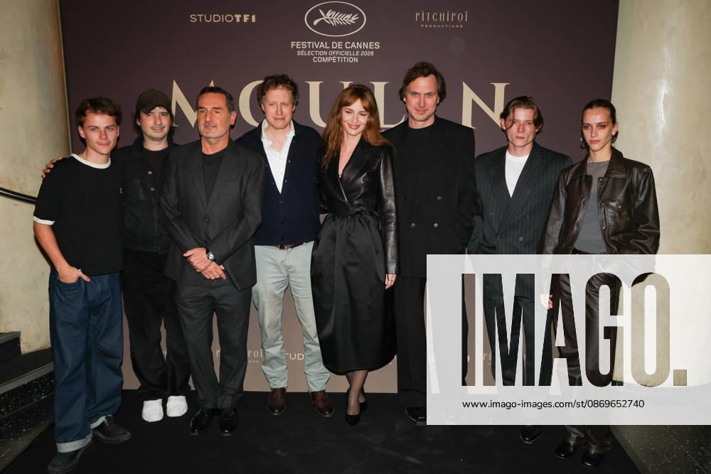 Felix Lefebvre, Olivier Demangel, Gilles Lellouche, László Nemes, Louise Bourgoin, guest, Lars Eidinger, Max Warburton, and Hortense de Gromard attend the Paris premiere of *Moulin* on October 15, 2026, in Paris 460498, October 15, 2026, Paris, France