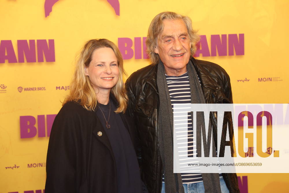 Antje Riis and Winfried Glatzeder at the premiere of the documentary *Biermann* at Kino International in Berlin