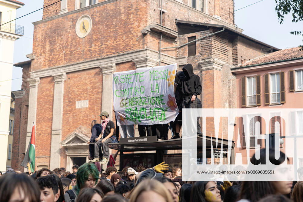 IPA89759944 - Milan, October 16, 26, Largo Cairoli, No One Is a Stranger Student Strike