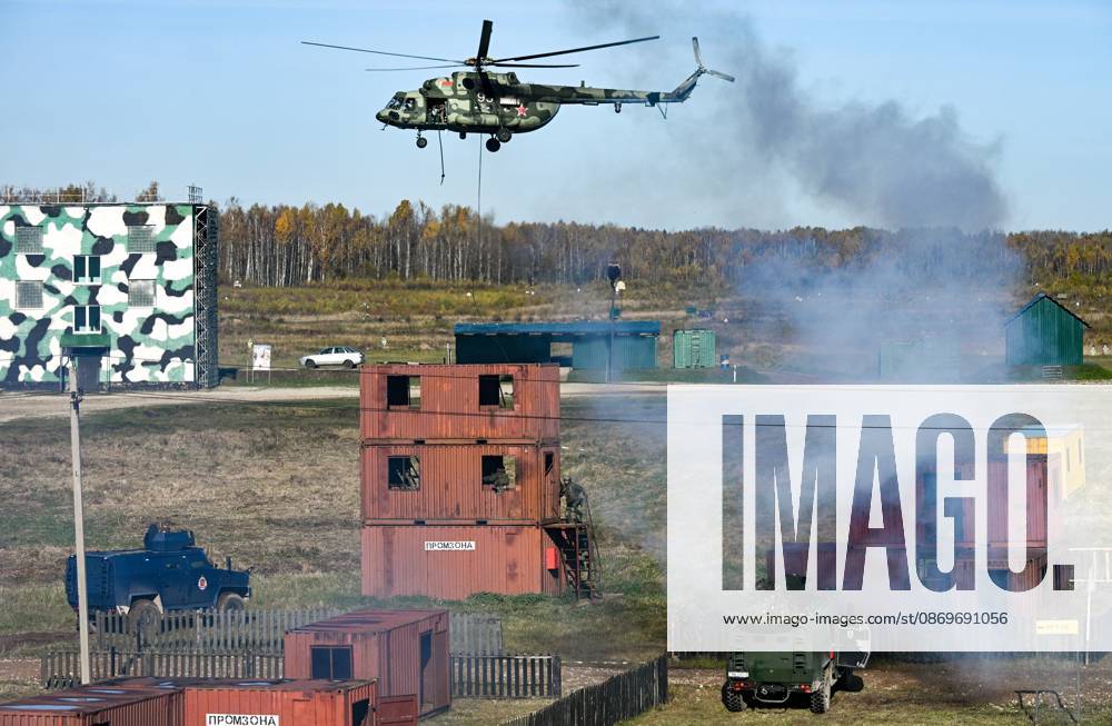 Belarus CSTO Drills 9265849 16.10.2026 A Mil Mi-8 helicopter flies during the command-and-staff exercise with the CSTO peacekeeping forces Indestructible Brotherhood-2026 at the Losvido training ground in Vitebsk Region, Belarus. Viktor Tolochko Sputnik Vitebsk region Belarus