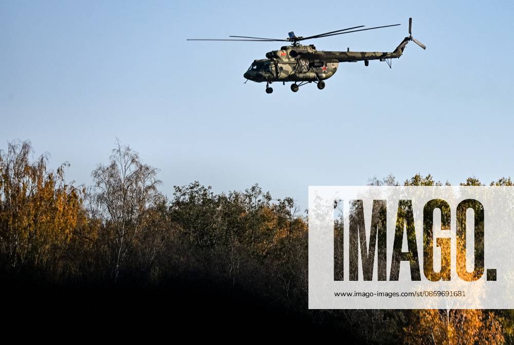Belarus CSTO Drills 9265867 16.10.2026 A Mil Mi-8 helicopter flies during the command-and-staff exercise with the CSTO peacekeeping forces Indestructible Brotherhood-2026 at the Losvido training ground in Vitebsk Region, Belarus. Viktor Tolochko Sputnik Vitebsk region Belarus