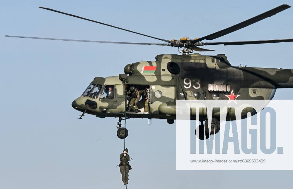 Belarus CSTO Drills 9265866 16.10.2026 A serviceman fast ropes from an Mil Mi-8 helicopter during the command-and-staff exercise with the CSTO peacekeeping forces Indestructible Brotherhood-2026 at the Losvido training ground in Vitebsk Region, Belarus. Viktor Tolochko Sputnik Vitebsk region Belarus