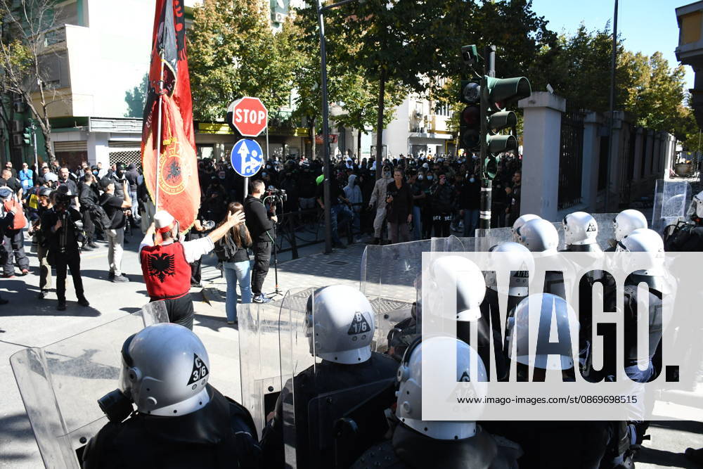 Demonstrations organized by students demanding improvements to their educational conditions continue in Albania TIRANA, ALBANIA - OCTOBER 16: Police take security measures as students gather during demonstrations outside government offices and the Ministry of Education in Tirana, Albania on October 16, 2026. University students, joined by high school youth and civic groups, continue their protests demanding lower tuition fees, improved university infrastructure, living subsidies, and quality public education reforms. Olsi Shehu Anadolu Tirana Albania. Editorial use only. Please get in touch for any other usage.