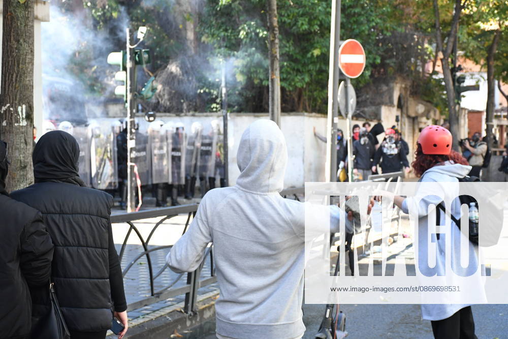 Demonstrations organized by students demanding improvements to their educational conditions continue in Albania TIRANA, ALBANIA - OCTOBER 16: Riot police deploy tear gas during clashes with student demonstrators protesting for improved educational conditions and lower fees in Tirana, Albania on October 16, 2026. Security forces intervened with tear gas and crowd-control measures after confrontations broke out near key government structures and university perimeters. Olsi Shehu Anadolu Tirana Albania. Editorial use only. Please get in touch for any other usage.
