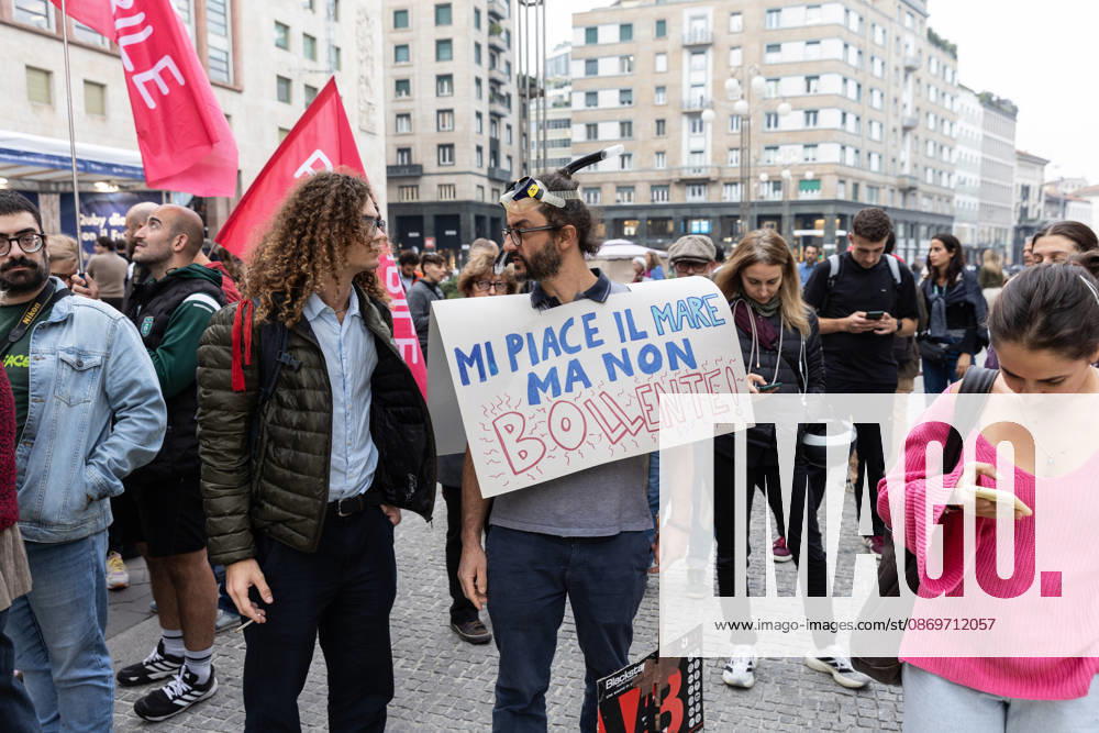 IPA89767311 - Milan, October 16, 2026, Piazza San Babila, Fridays for Future Italy rally, global climate strike photos of climate and environmental activists: