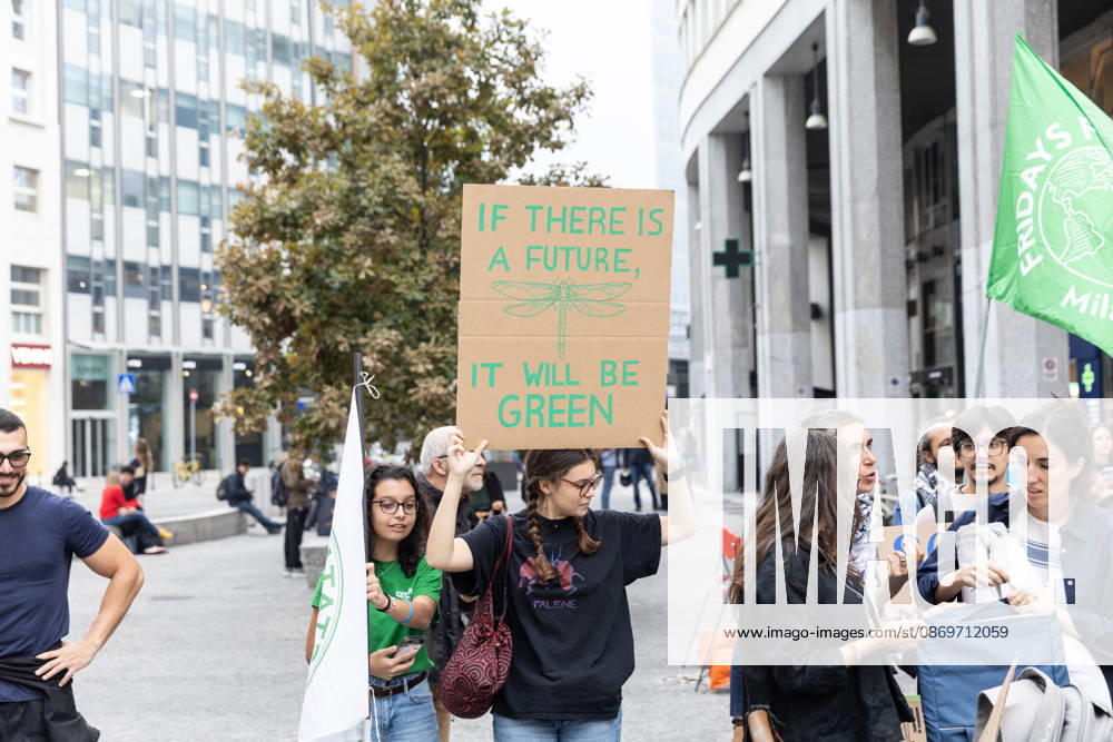 IPA89767312 - Milan, October 16, 2026, Piazza San Babila, Fridays for Future Italy rally climate and environmental activists