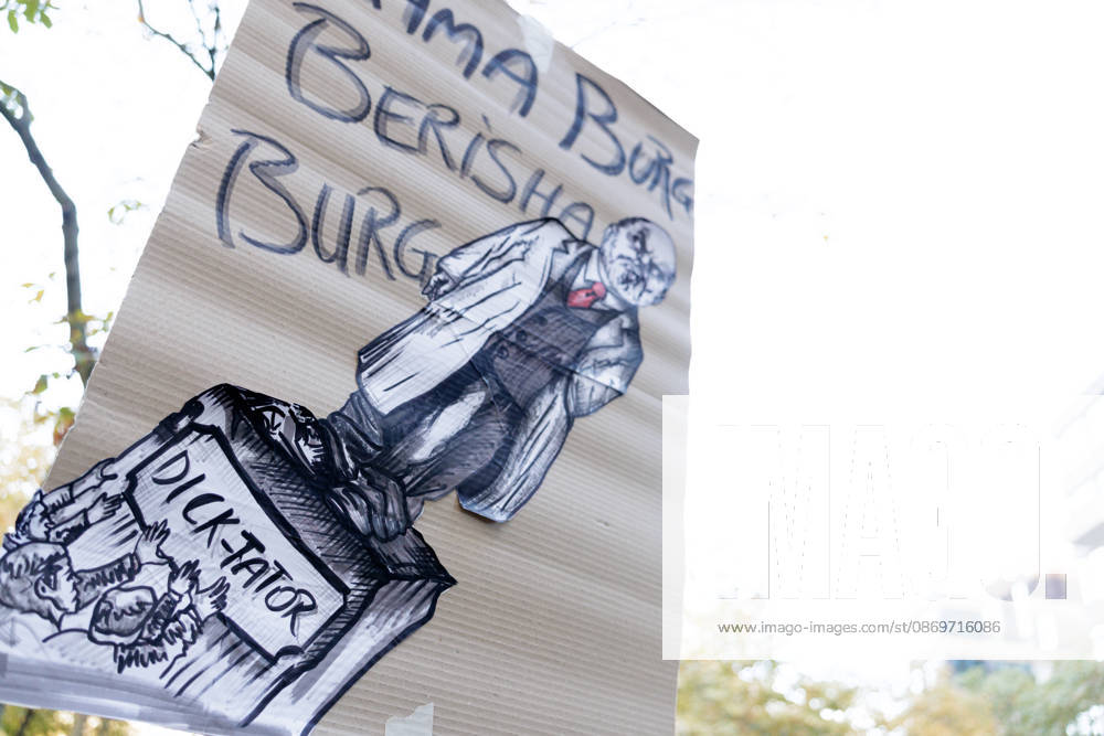Solidarity Protest for Albania held in Berlin. A shield where is written öRama in prison˜ and öBerisha in prison˜ as people gather opposite the Albanian embassy during a protest organized by ˜Flamingos von Berlin in Berlin, Germany, 16 October 2026. The organizers called for solidarity with students in Albania and denounced corruption, demanding the resignation of Edi Rama. Berlin