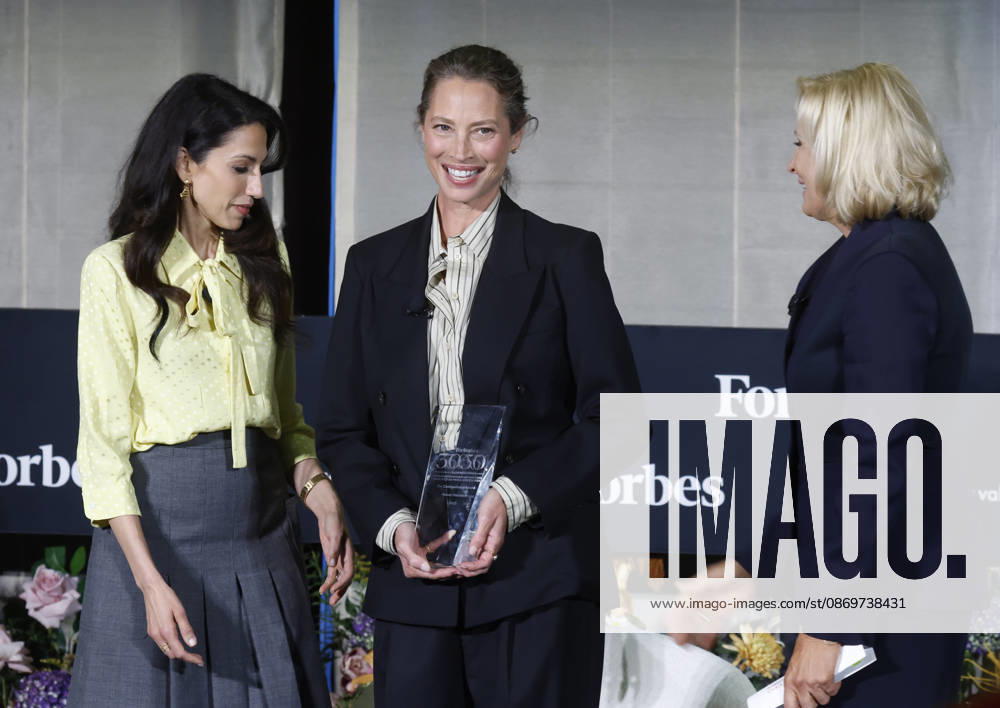 Founder & President Every Mother Counts Christy Turlington Burns receives an award before speaking with Vice Chair, 30 50 Summit, MSNBC Contributor and Author Huma Abedin at the Forbes 30 50 5-Year Anniversary Summit at The Mandarin Oriental on Friday, October 16, 2026 in New York City. NYP20261016150 JOHNxANGELILLO