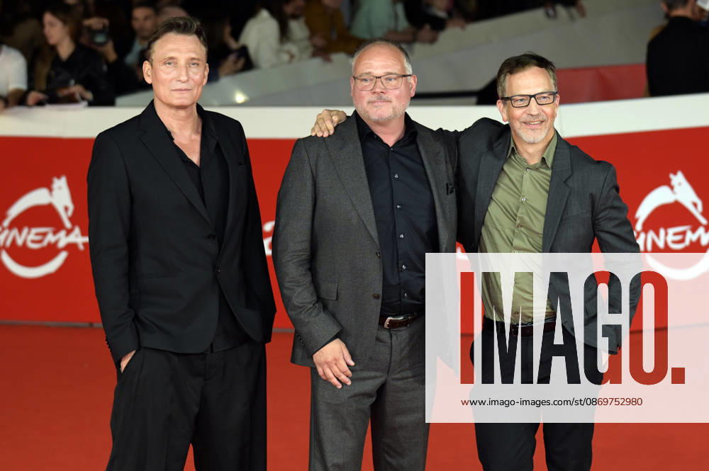 Oliver Masucci, Hannu Salonen, and Felix Cramer at the premiere of the feature film *The Rome Eight Adams Acht* at the 21st Rome International Film Festival (Festa del Cinema di Roma) in 2026 at the Auditorium Parco della Musica in Rome, October 16, 2026 Foto:xA.xM.xTinghinox xFuturexImagex acht_6013