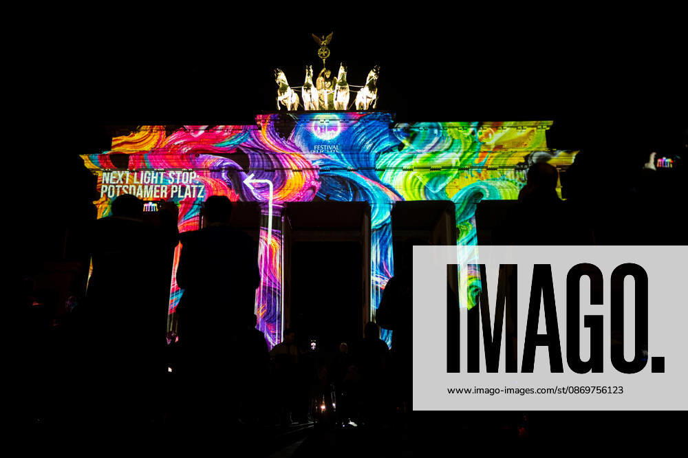 Berlin, Impressions from the Festival of Lights: The illuminated Brandenburg Gate during the annual Festival of Lights, when various buildings are lit up in colorful lights, on October 16, 2026, in Berlin, Berlin, Berlin, Germany