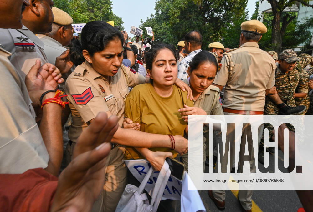 Delhi Police and paramilitary personnel detain members and workers of various organisations during a protest against Chief Election Commissioner Gyanesh Kumar and the Special Intensive Revision (SIR) of electoral rolls on Raisina Road on October 17, 2026 in New Delhi, India. (Photo by Raj K Raj Hindustan Times ) CJP Supporters Protest Demanding CEC Gyanesh Kumar s Resignation Over Voter List Changes