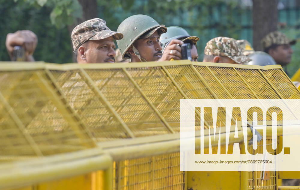 Delhi Police and paramilitary personnel on alert mode in the wake of ongoing protest at Raisina Road on on October 17, 2026 in New Delhi, India. (Photo by Raj K Raj Hindustan Times ) CJP Supporters Protest Demanding CEC Gyanesh Kumar s Resignation Over Voter List Changes