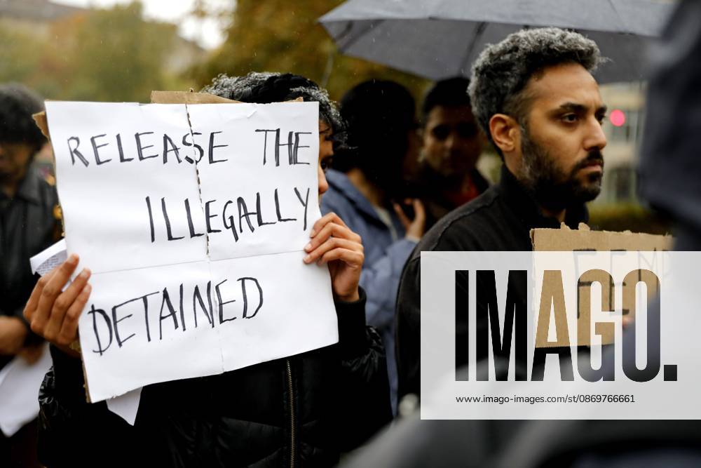 BERLIN, GERMANY - OCTOBER 17, 2026: A small group of demonstrators hold placards at Oranienplatz in the Kreuzberg district to show solidarity with mass protests in India and to protest against the crackdown on them, as several people take the floor to discuss the situation. The demonstration followed a call by Neha Bora, president of the All India Studentsâ€⠢ Association (AISA), for people everywhere to back the protests, saying â€oeeverywhere is Jantar Mantarâ€Â, the site in Delhi where the main protests are taking place. The protests demand the resignation of Chief Election Commissioner Gyanesh Kumar over a revision of electoral rolls that opponents say led to the mass deletion of voters, whi - ZUMAq101 20261017_zna_q101_066