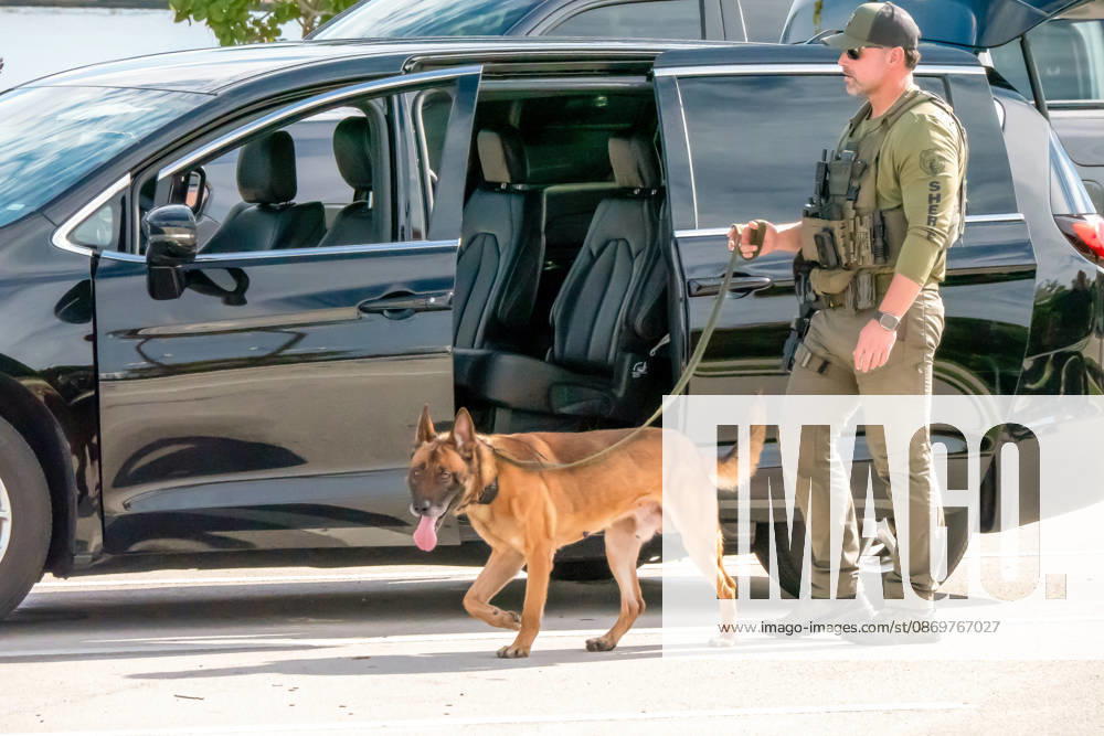 A Palm Beach County Sheriff s Office K-9 unit operates near President Donald Trump s motorcade route during security operations surrounding a presidential visit in Palm Beach, Florida, October 17, 2026. West Palm Beach USA - ZUMAc343 20261017_znp_c343_006