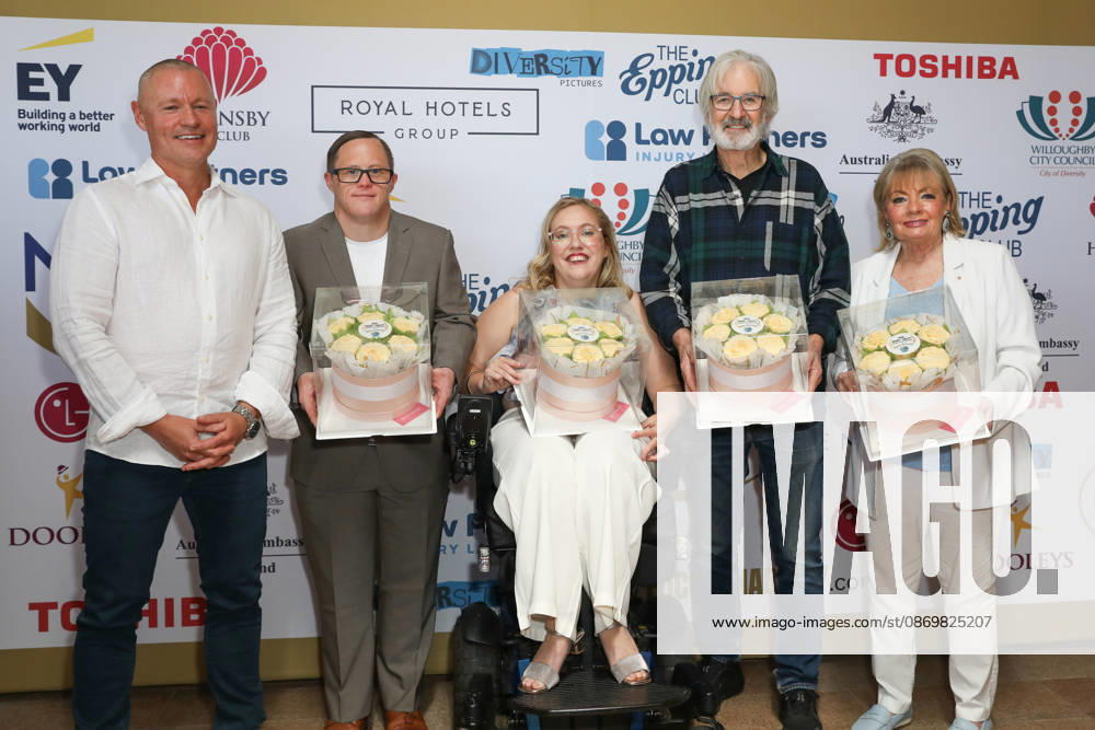 GERARD O DWYER (2nd L), JOHN JARRATT (2nd R) and PAULA DUNCAN (R) attend the Focus On Ability Short Film Festival at The Concourse Chatswood on October 18, 2026 in Sydney, NSW Australia - ZUMAa155 20261018_aaa_a155_044