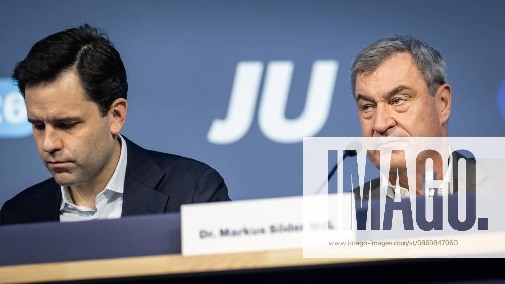 Markus Söder, Minister President of Bavaria, as a guest at Germany Day 2026 with Johannes Winkel, Federal Chairman of the JU (pictured left) 78 Germany Day 2026 in Bonn Junge Union (JU), the youth organization of the CDU and CSU, Bonn, North Rhine-Westphalia, Germany World Conference Center Bonn