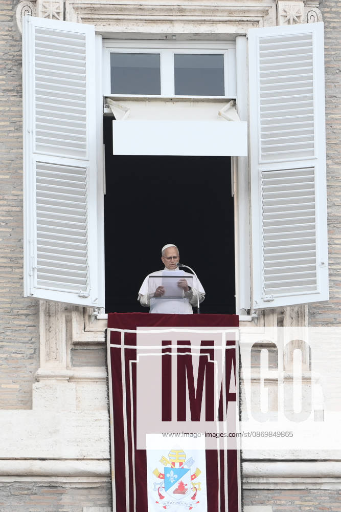 Pope Leo XIV leads Angelus prayer at Vatican VATICAN CITY, VATICAN - OCTOBER 18: Pope Leo XIV addresses worshippers from the window of the Apostolic Palace overlooking St. Peter s Square during the Sunday Angelus prayer in Vatican City, Vatican, on October 18, 2026. Isabella Bonotto Anadolu Vatican City Vatican. Editorial use only. Please get in touch for any other usage.