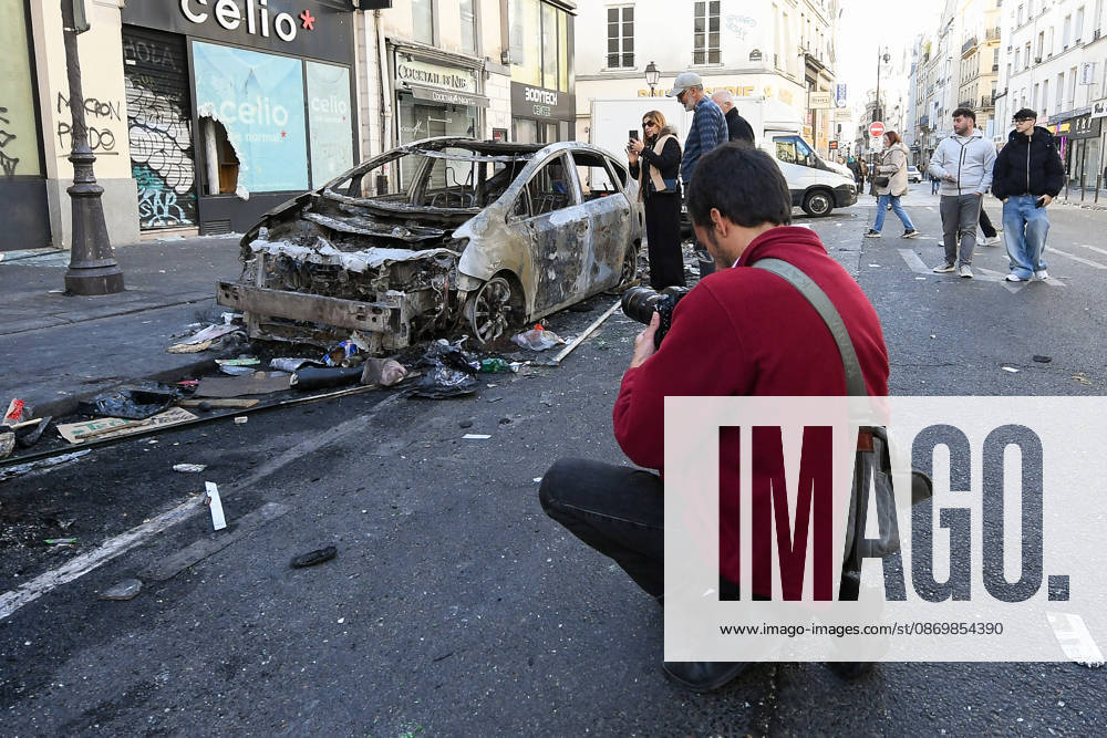 Images of the damage in the aftermath of the October 17, 2026, protests in Paris, Strasbourg-Saint-Denis. The day after violent clashes between protesters and French police during the demonstration against the high cost of living in Paris, France, on October 18, 2026. Lionel Urman, Bestimage, Paris, France