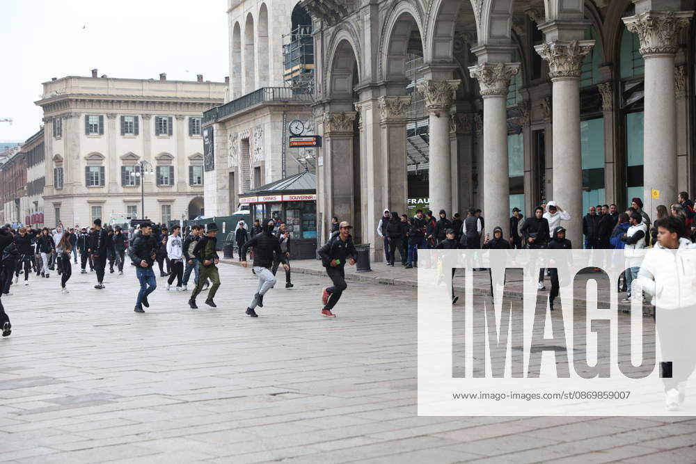 IPA89860601 - Milan: Clashes and looting by hooded youths continued in the city center the day after the demonstration on Saturday, the 17th; many hooded individuals were detained and taken to police headquarters.