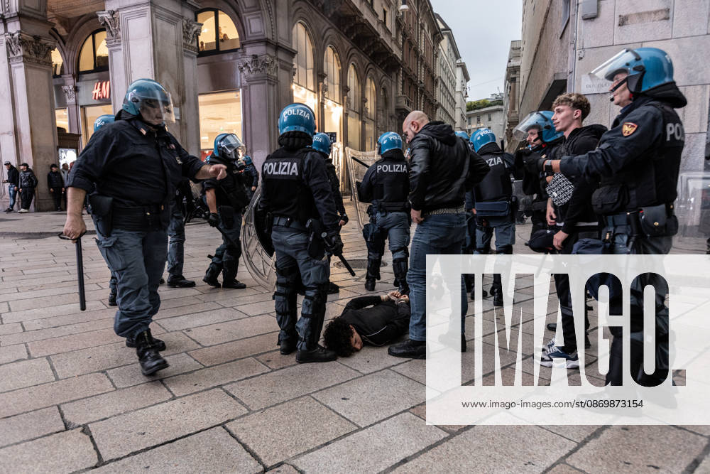 Police detain 160 as unrest continues for second day in Milan MILAN, ITALY - OCTOBER 18: Police carry out numerous detentions and arrests as protesters, including many young demonstrators, flee from law enforcement during urban unrest following demonstrations against the high cost of living in Milan, Italy, on October 18, 2026. Damage to shops and public property was reported across the city amid the clashes. Andrea Carrubba Anadolu Milan Italy. Editorial use only. Please get in touch for any other usage.