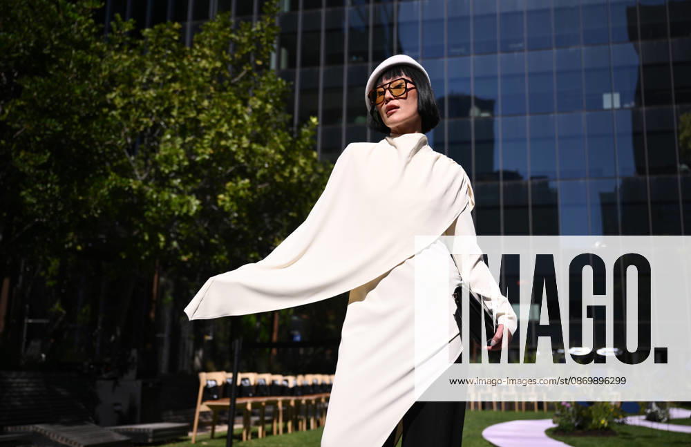 MELBOURNE FASHION WEEK PREVIEW, A guest poses for a photo ahead of a 2026 Melbourne Fashion Week Runway Preview, at Sky Park, Melbourne, Monday, October 19, 2026. The preview features a selection of the upcoming collections that will appear on M FW runways including designers OUT OF HAND x Lisa Waup, Ebony Noire, Van Ermel Scherer, Perple, Gotham, Wilson Jedd Adams, Asiyam, Atoir, NGALI, Kuwaii, HoMie, Collective Closets x Mariam Farah, TOJHÃÄ, Amy Cottrell, BAAQIY and Sean Rentero. ( NO ARCHIVING MELBOURNE VICTORIA Australia