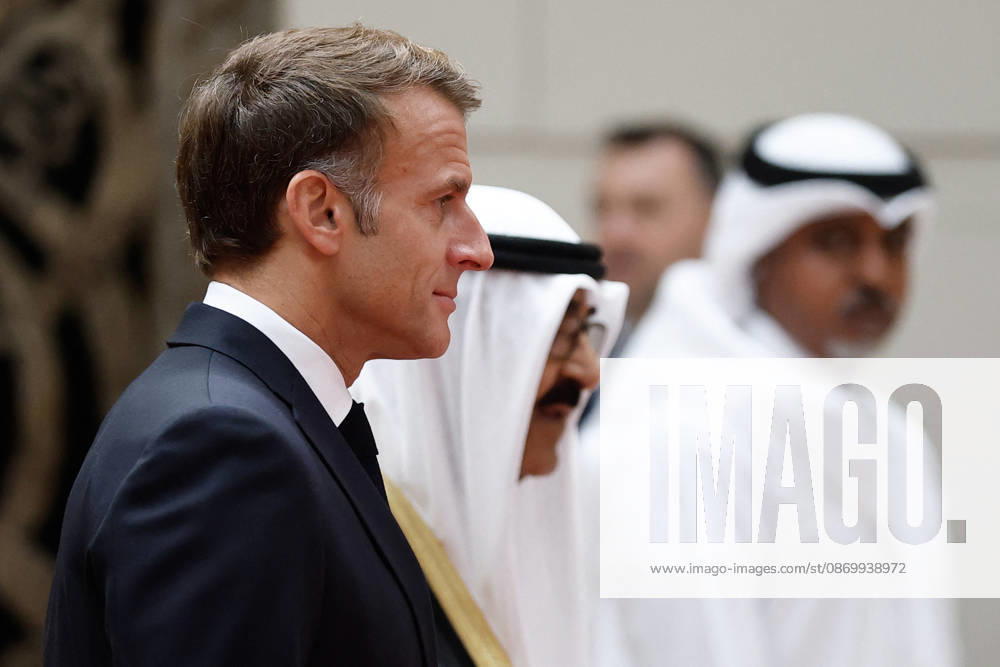 President Macron Visit To Kuwait French President Emmanuel Macron stands with the Emir of Kuwait Sheikh Mishal Al-Ahmad Al-Jaber Al-Sabah, during a welcoming ceremony upon Macron s arrival at Kuwait International Airport in Kuwait City, Kuwait, October 19, 2026. Photo by Benoit Tessier Pool ABACAPRESS.COM Kuwait City Kuwait