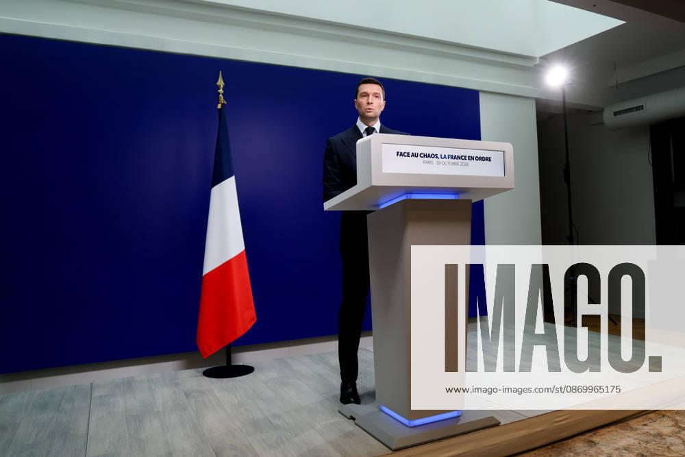 Press Conference: France in Order Amid Chaos by Jordan Bardella Following the Events of October 17 and 18, 2026 Press conference by Jordan Bardella following the demonstration on October 17, 460594, 2026, October 19, France, Bardella, Jordan